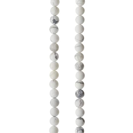 Matte White & Gray Howlite Round Beads, 6mm by Bead Landing™